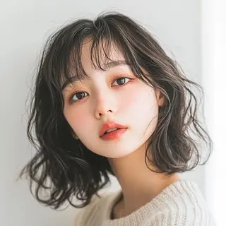 ヘアアレンジ ミディアム カラー 透明感カラー/艶髪 💙似合わせrunaのヘアスタイル