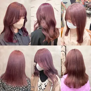 セミロング カラー ヘアアレンジ 【ピンク/韓国ヘア/ ヘアセット】亜海のヘアスタイル