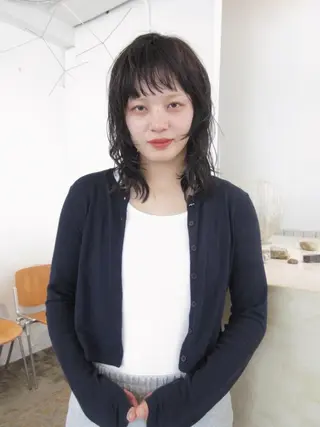ミディアム パーマ スギヤマ ショウゴのヘアスタイル