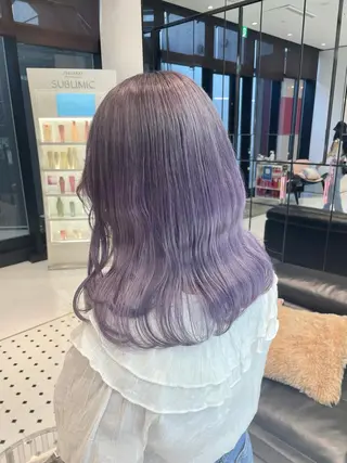 セミロング カラー ヘアアレンジ ハッシュカット/ 韓国ヘア☽⋰mahoのヘアスタイル