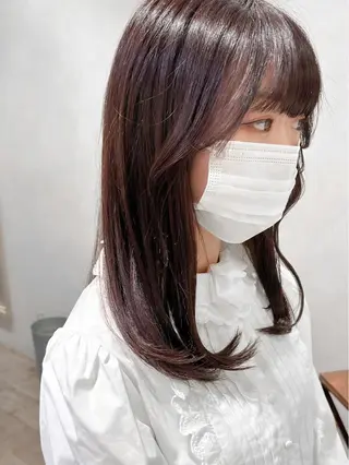 ミディアム カラー CANAAN銀座所属・艶透明感カラー/ ルーズパーマ/田中のヘアスタイル