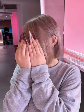 ミディアム カラー 田中麻鈴/ハイトーン /ミルクティーのヘアスタイル