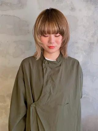 ミディアム カラー パーマ/レイヤー 岩山丈一郎のヘアスタイル