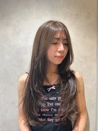 ロング カラー ayano🍒パーマ 暖色カラーのヘアスタイル