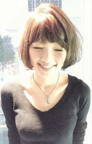 ミディアム カラー パピヨンロゼ 低ダメージ/髪質改善のヘアスタイル