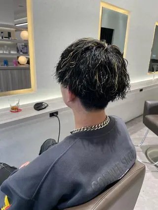 ショート カラー パーマ メンズ Reginavita栄所属・パーマ×メッシュ/ 本日空き○/岡本一真のヘアスタイル