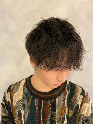 ショート パーマ メンズ GO TODAY所属・ハイトーン/小顔 カット/Ayumuのヘアスタイル