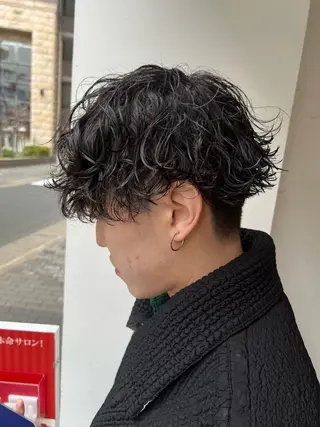 ミディアム パーマ メンズ メンズパーマ特化型 /京橋/栗野京弥のヘアスタイル
