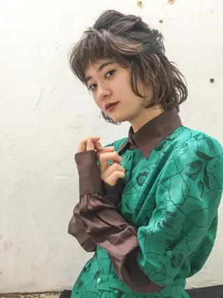 ヘアアレンジ nuu所属・💜ショート💜 ウルフ、ボブ二色亜美のヘアスタイル