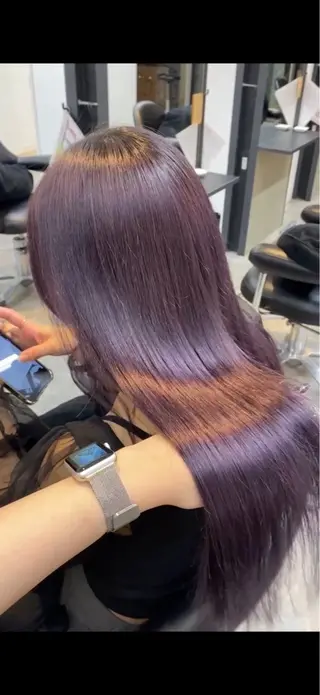 セミロング カラー パーマ 🪐韓国艶カラー 加野彩果🪐のヘアスタイル