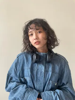 ミディアム パーマ/ボブ/ ヘルシーカラー/風花のヘアスタイル