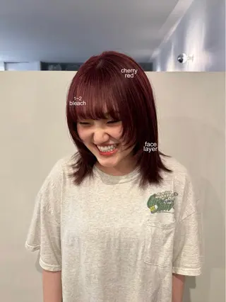 ミディアム 長田 唯のヘアスタイル