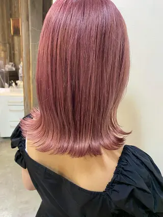 セミロング 透け感ベージュ /ミハルのヘアスタイル