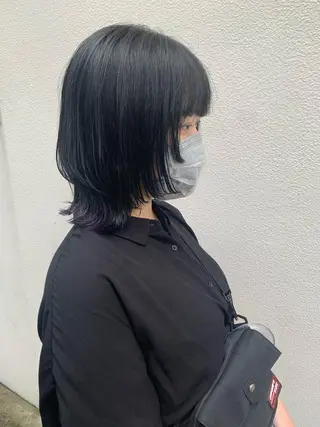 ミディアム ブリーチ/ウルフ ハッシュカット/石山のヘアスタイル