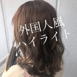 セミロング カラー ヘアアレンジ なつき/艶ピンク/ girly hairのヘアスタイル