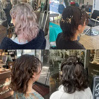 ショート ヘアアレンジ デザインカラー/ コーンロウのヘアスタイル