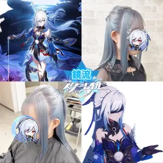 セミロング カラー 推しカラー💫 ブリーチ💫若菜覚のヘアスタイル