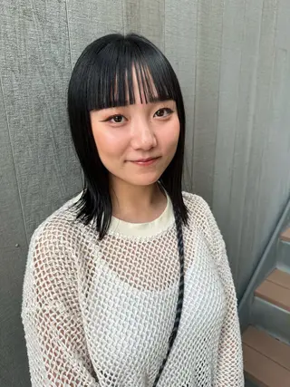 ミディアム パーマ 艶カラー/縮毛矯正/ ブリーチカラー/みなのヘアスタイル