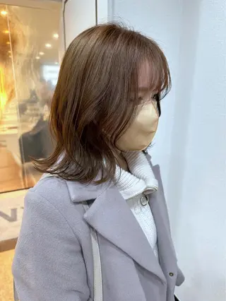 ミディアム カラー ベージュ/インナー カラー🤍Rieのヘアスタイル