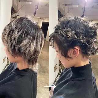 ショート ハイトーン/レイヤー /ケアブリーチ石川治のヘアスタイル