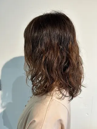 セミロング パーマ 透明感カラー 暖色shihoのヘアスタイル