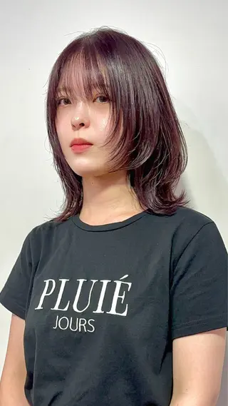 ミディアム カラー ヘアアレンジ 切りっぱなしボブ/ デザインカラー店長のヘアスタイル