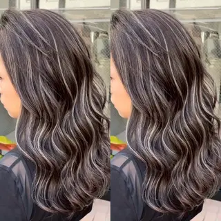 ロング カラー 表参道/ハイライト バレイヤージュ/縮毛のヘアスタイル