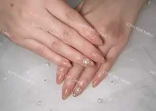 ネイル Shineジェル& チップ長さだしのネイルデザイン