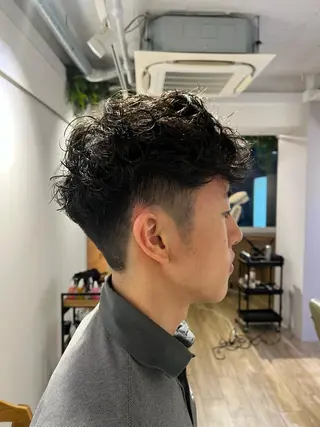 パーマ メンズ ショート/ボブ/透明 感カラー/高橋あみのヘアスタイル