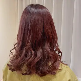 セミロング カラー ヘアアレンジ なつき/艶ピンク/ girly hairのヘアスタイル