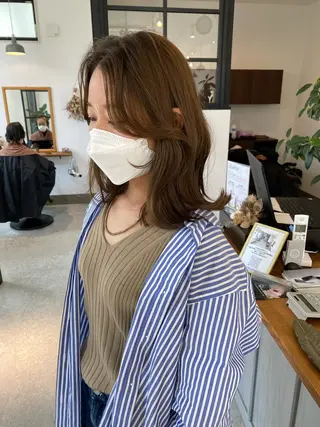 ミディアム 透け感たっぷり柔らか 梨花子🌼のヘアスタイル
