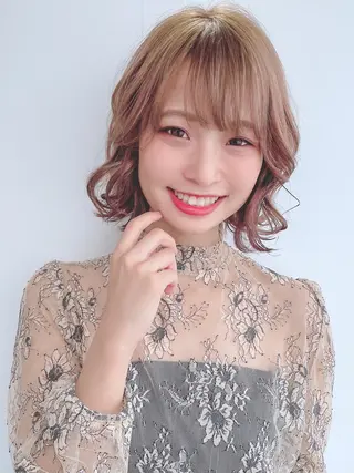 ミディアム カラー パーマ ヘアアレンジ 美髪矯正 Rioのヘアスタイル