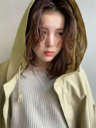 セミロング カラー パーマ 当日予約大歓迎💗 依田瑞希のヘアスタイル