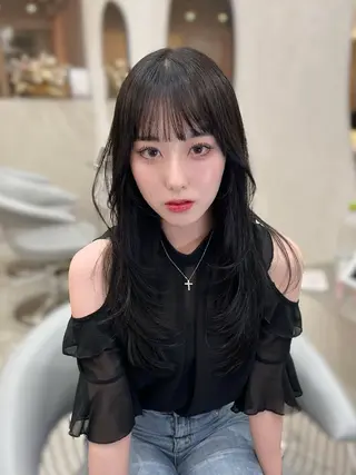 セミロング 韓国ハッシュカット/ 新宿/髪質改善/岡崎のヘアスタイル