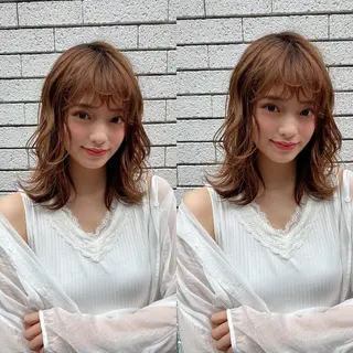 ミディアム ボブ韓国風レイヤー 髪質改善/畠中ケントのヘアスタイル
