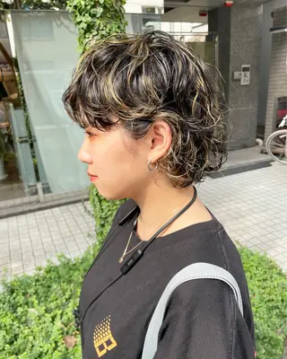 ショート カラー パーマ ハイトーン/レイヤー /ウルフ⭐️永田⭐️のヘアスタイル