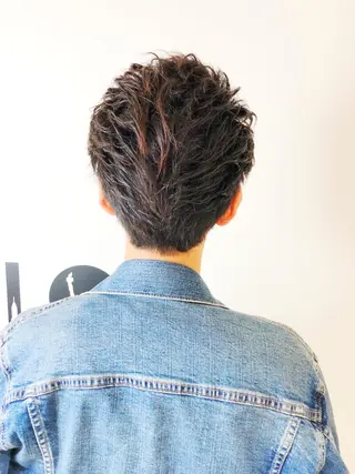 ショート パーマ ヘアアレンジ メンズ 赤み消しカラー /透明感カラー 上長のヘアスタイル