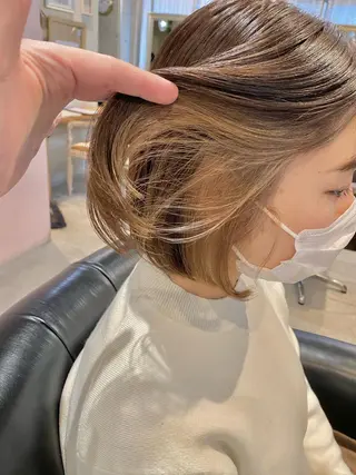 ミディアム カラー 似合わせカラーパーマ 🌿kitin米川のヘアスタイル