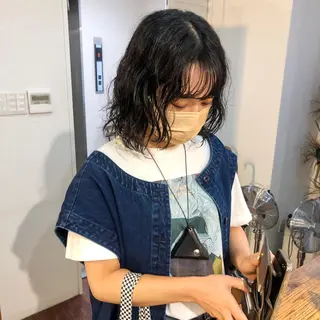 ミディアム パーマ 水野 雪 /パーマ/暖色カラーのヘアスタイル