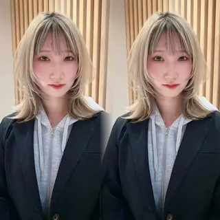 ミディアム カラー レイヤー/韓国 ハイトーン興津史弥のヘアスタイル