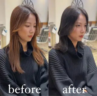 ミディアム カラー 大人可愛い透明感🌟 小顔・韓国髪🌟野中のヘアスタイル