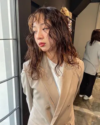 セミロング ボブ／パーマ指名 No. 1🍃れんとのヘアスタイル