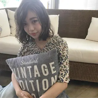 ミディアム カラー パーマ 日比 貴大/ minim hairのヘアスタイル