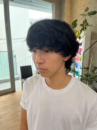 パーマ メンズ 傷ませないカラー・ ボブ・リクト💥のヘアスタイル