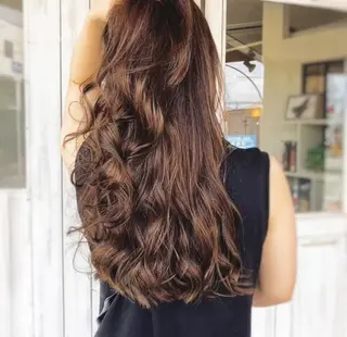 ロング カラー パーマ MOLLA 浅香山店所属・谷口ゆめ/縮毛矯正/ カット/美眉ワックスのヘアスタイル