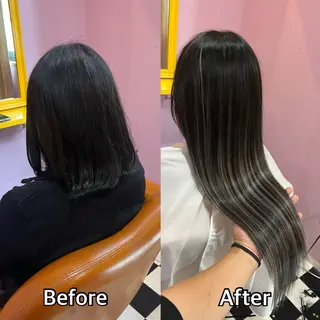 ロング シール＋ちび編み込み エクステ梅田🐨のヘアスタイル