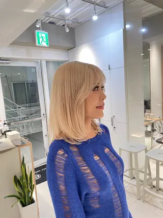 ミディアム カラー ヘアアレンジ 艶髪✨寒色カラー✨ 翁長孝輔のヘアスタイル