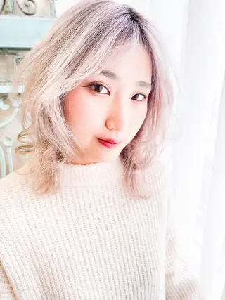 ミディアム カラー パーマ ヘアアレンジ メンズ 表参道Lise おおいしおりのヘアスタイル