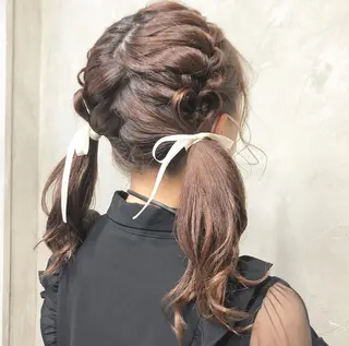 セミロング ヘアアレンジ キッズ ネイル マツエク・マツパ 艶ピンク*ヘアセット 🌙shioriのヘアスタイル