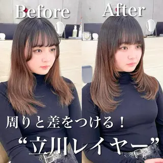 セミロング カラー 韓国ヘア🇰🇷 レイヤー/芝春樹のヘアスタイル